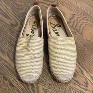 Sam Edelman Cream Woven Slip-On Shoes